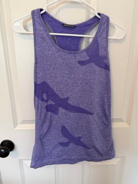 oiselle Purple Racerback Tank with Bird Graphic